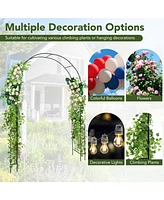 Skonyon 7.9 Feet Metal Garden Arch Backdrop Stand with Fence for Climbing Plants-Black