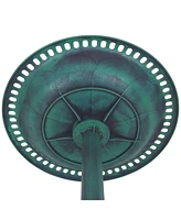 Skonyon Outdoor Garden Green Pedestal Bird Bath Feeder