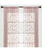 Chanasya Premium Embroidered Vine Curtains - Sheer for Living Room, Bedroom, Kitchen 52" x 96" White, 2 Panels
