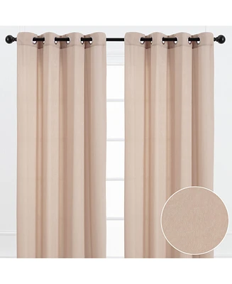 Chanasya Premium Beige Silky Velvet Textured Sheer Curtains - Lightweight Curtain for Living Room Bedroom Windows