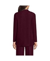 Lands' End Women's Petite Cable Ottoman Relaxed Long Sleeve Funnel Neck Tunic