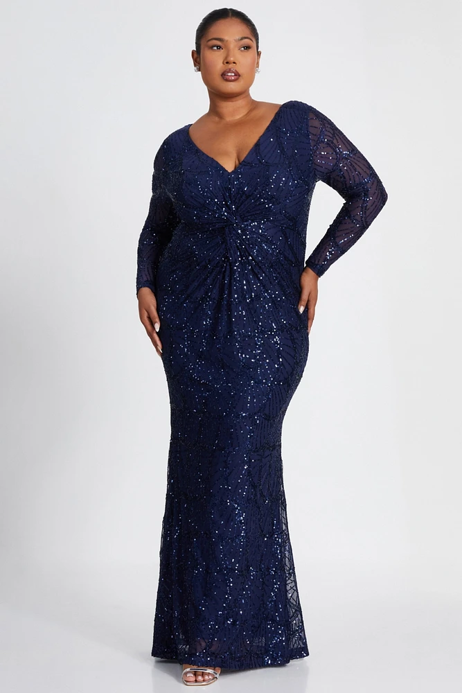 Quiz Women's Sequin Long Sleeve Maxi Dress