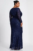 Quiz Women's Sequin Long Sleeve Maxi Dress