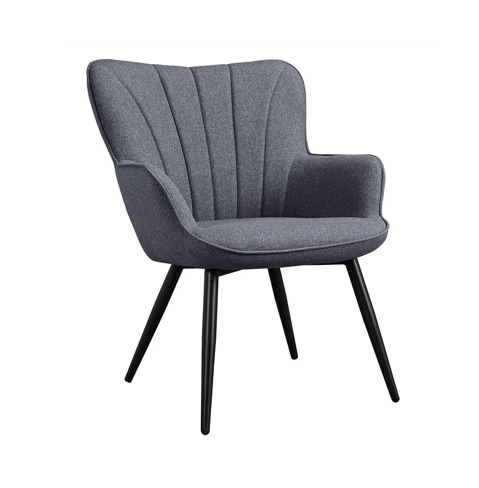 Yaheetech Modern Pleated Curved Back Accent Chair Upholstered Gray