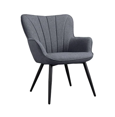 Yaheetech Modern Pleated Curved Back Accent Chair Upholstered Gray