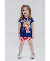 Paw Patrol Girls Skye July 4th Peplum T-Shirt and Twill Shorts Outfit Set to