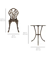 Best Choice Products 3-Piece Cast Aluminum Patio Bistro Furniture Set w/ Antique Finish