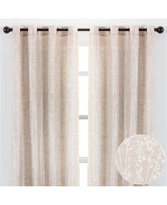 Chanasya Premium 2-Panel Floral Jacquard Textured Beige Curtains with Grommets for Windows Living Room Bedroom Office