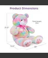 Best Choice Products 35in Giant Soft Plush Teddy Bear Stuffed Animal Toy w/ Bow Tie, Footprints