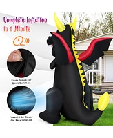 Costway 8 Ft Halloween Inflatable Fire Dragon Giant Blow up Decoration with Led Lights