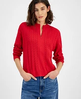 Tommy Hilfiger Women's Cable-Knit Quarter-Zip Sweater