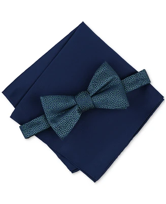 Alfani Men's Grove Abstract Bow Tie & Solid Pocket Square Set, Created for Macy's