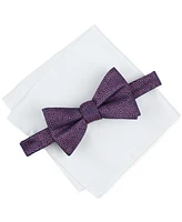 Alfani Men's Grove Abstract Bow Tie & Solid Pocket Square Set, Created for Macy's