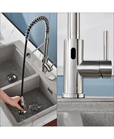 Casainc 1.8 Gpm Pull Down Touchless Sensor Single Handle Kitchen Faucet with Accessories