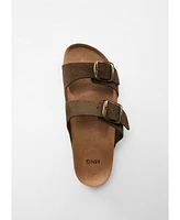 Mango Men's Buckle Detail Split Leather Sandals