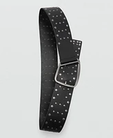 Mango Women's Stud Leather Belt