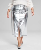 And Now This Trendy Plus Metallic Midi Skirt, Created for Macy's