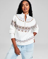 And Now This Women's Half-Zip Fair Isle Sweater, Created for Macy's