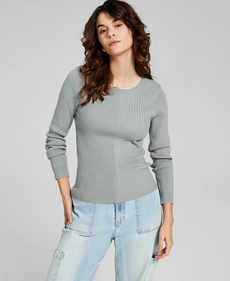 And Now This Women's Ribbed Crewneck Sweater, Created for Macy's