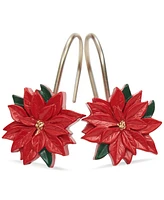 Mistletoe Farms Poinsettia 13-Pc. Shower Curtain & Hooks Set