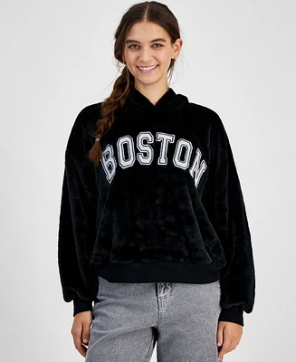 Planet Heart Juniors' Cozy Faux-Fur Hoodie