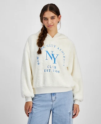 Planet Heart Juniors' Cozy Faux-Fur Hoodie