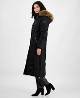 Michael Kors Women's Faux-Fur-Trim Hooded Maxi Puffer Coat