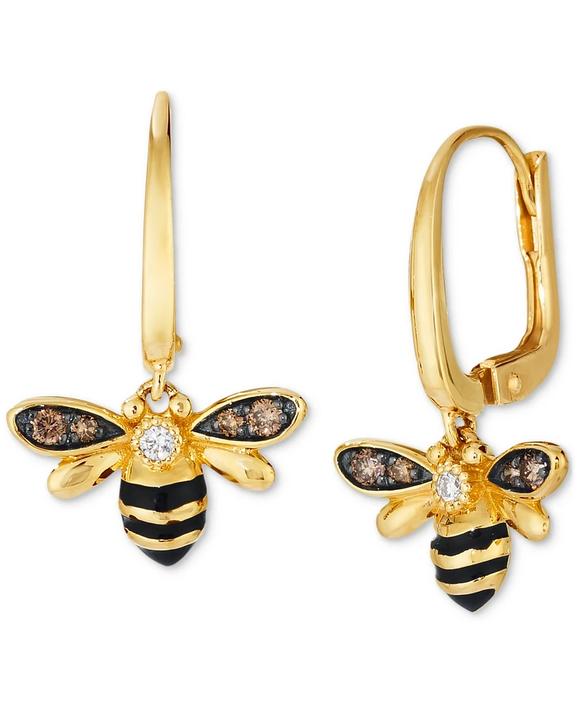 Le Vian Chocolate Diamond & Nude Diamond Honeybee Drop Earrings (1/5 ct. t.w.) in 14k Gold