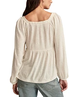 Lucky Brand Women's Lace-Trim Pintucked Knit Top