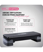 HolaHatha Aerobic Step Platform Exercise Fitness Equipment w/ Adjustable Height