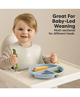 3-Pack Prep Suction Plates with Lids, 100% Silicone Baby Lid, Bpa-Free Kids Divided Toddler