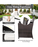 Costway 2-Person Patio Rattan Hanging Swing Chair Porch Loveseat Cushion Black