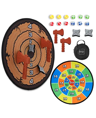 Best Choice Products Large Double-Sided Dart Board, Sticky Ball Axe Star Throwing Game for Kids, Adults w/ Carrying Case