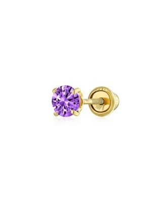 Bling Jewelry Tiny Cubic Zirconia Cz 4 Prong Helix Cartilage Ear Lobe Piercing Daith Round Solitaire 14k Real Gold 1 Piece Stud Earring Screw Back