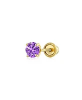 Bling Jewelry Tiny Cubic Zirconia Cz 4 Prong Helix Cartilage Ear Lobe Piercing Daith Round Solitaire 14k Real Gold 1 Piece Stud Earring Screw Back