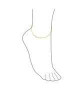 Bling Jewelry Simple Hot Wife Bar Link Chain Anklet Ankle Bracelet For Women Yellow Gold Plated .925 Sterling Silver Adjustable