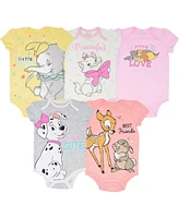 Disney Baby Girls Classics the Aristocats Lion King Winnie Pooh Pixar Toy Story 5 Pack Bodysuits Newborn to