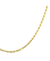 Bling Jewelry 2MM 040 Gauge Strong 14K Gold Plated .925 Sterling Silver Rope Link Chain Necklace For Women Made In Italy 16 20 24 In