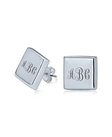 Bling Jewelry Geometric Square Flat Disc Stud Earrings For Women .925 Sterling Silver 15MM Diameter