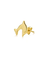 Bling Jewelry Tiny Daith Vacation Nautical Dolphin Yellow 14K Gold Cartilage Ear Lobe Piercing Stud Earring 1 Piece Helix For Women Push Back