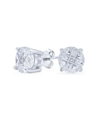 Bling Jewelry 3ct Round Solitaire Cut Cubic Zirconia Invisible Cut Stud Earrings Sterling Silver