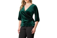 Kiyonna Plus Odette Velvet Faux Wrap Top