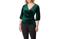 Kiyonna Plus Odette Velvet Faux Wrap Top