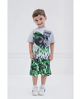 Monster Jam Boys T-Shirt and Shorts Outfit Set to Grave Digger