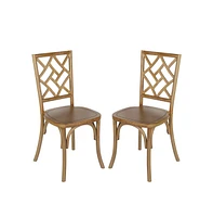 Merrick Lane Mara Set Of 2 Solid Wood Dining Chairs With Stackable Design, Ornate Seat Back Accenting, And Elegant Finish