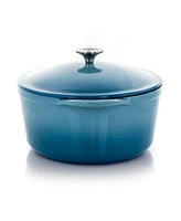 MegaChef 7 Quarts Oval Enameled Cast Iron Casserole Red