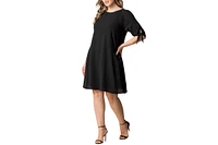 Kiyonna Plus Manhattan Shift Dress with Tie Sleeves