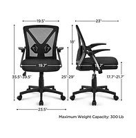 Yaheetech Mesh Office Chair with 90° Flip-up Armrests, Adjustable Lumbar Support, Cushioned Seat, Adjustable Seat Height