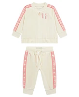 Guess Baby Girl Brushed Velour Active Zip-Up Sweatshirt and Pant, 2-Piece Set