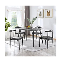 Yaheetech Set of 2 Armless Dining Chairs with Backrest Black